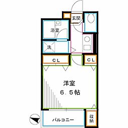 セブンスプリングス 2階1Kの間取り