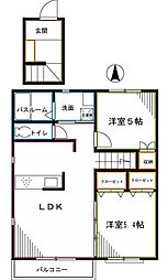 アンソレーユK 2LDKの間取図画像