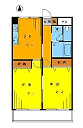 芝田マンション 2DKの間取図画像