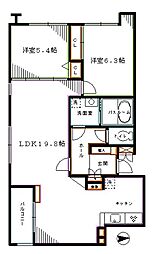 パティオスクエア中野 2LDKの間取図画像