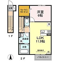 アゼリア上鷺G 1LDKの間取図画像