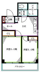 カールトンコート 2DKの間取図画像