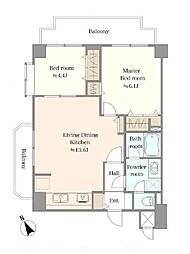 セブンスターハイツ若葉 2LDKの間取図画像