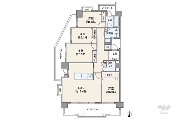 間取り ネクサス山手通 5階/-