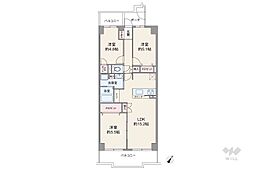 杁中スカイタウンA棟 3LDKの間取図画像
