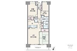 パークシティ植田リバービューウィング 2SLDKの間取図画像