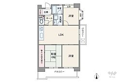 ラキャッスル21UEDA 3LDKの間取図画像