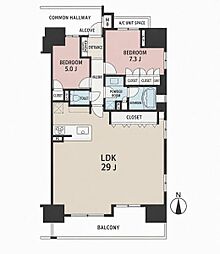 グランスイート本厚木 2LDKの間取図画像