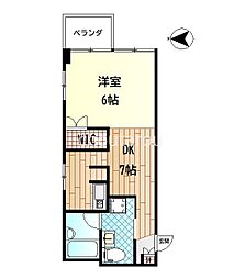 川越正道マンション 1DKの間取図画像