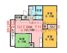 マイカル津福 102号 ｜ 福岡県久留米市津福本町1779-74（賃貸アパート3LDK・1階・57.00㎡） その2