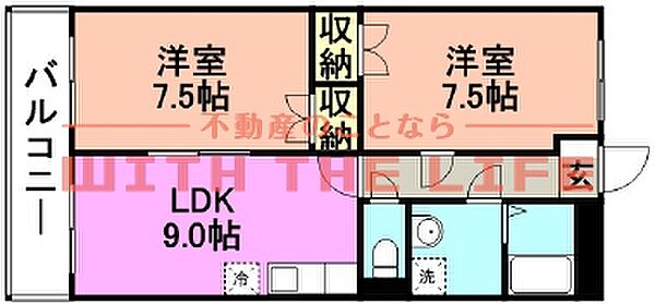 ハイネスコーポ 305号｜福岡県久留米市宮ノ陣5丁目(賃貸アパート2LDK・3階・55.00㎡)の写真 その2