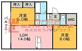 クレールII A-301号 ｜ 福岡県久留米市江戸屋敷2丁目7-33（賃貸アパート2LDK・3階・65.00㎡） その2