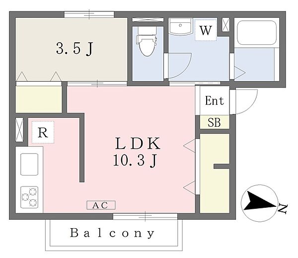 リプル 203号｜福岡県久留米市津福本町(賃貸アパート1LDK・2階・35.32㎡)の写真 その2