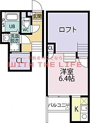 ADCプレミール荘島 2階1SKの間取り