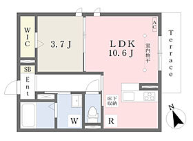 DICE(ダイス) 101号 ｜ 福岡県久留米市宮ノ陣6丁目8-28（賃貸アパート1LDK・1階・37.79㎡） その2