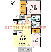 D-room COCO（ディールームココ） 201号 ｜ 福岡県久留米市上津町1911-2（賃貸アパート2LDK・2階・45.42㎡） その2