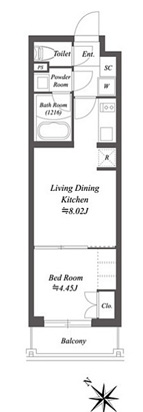 オープンブルーム渋谷本町 105号室｜東京都渋谷区本町５丁目(賃貸マンション1LDK・1階・29.14㎡)の写真 その2