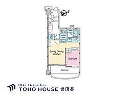 朝日サテライト六本木 1LDKの間取図画像