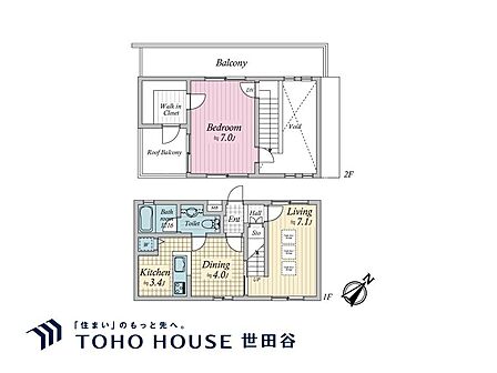 1LDK、専有面積50.89?、バルコニー面積14.52?