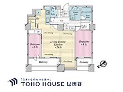 東京ツインパークスレフトウィング 2LDKの間取図画像