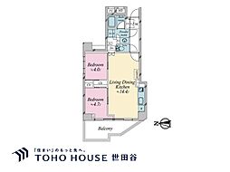 フリーディオ西麻布 2LDKの間取図画像