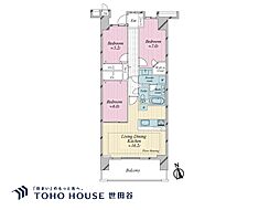 溝の口ガーデンアクアスアクアウイング 3LDKの間取図画像