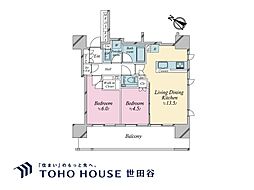 シティハウス目黒ザ・グランド 2LDKの間取図画像