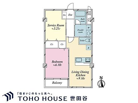 専有面積50.22?、バルコニー面積2.54?