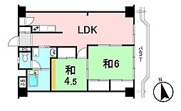 郡山ハイツ 2LDKの間取図画像