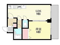 サンパレス新大阪 1LDKの間取図画像