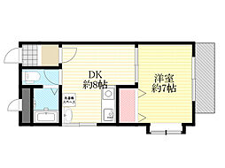 サンパレス新大阪 1LDKの間取図画像