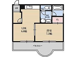 シルバーハイツ 1LDKの間取図画像