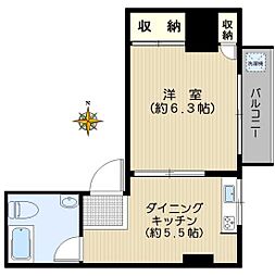 東松原マンション 1DKの間取図画像