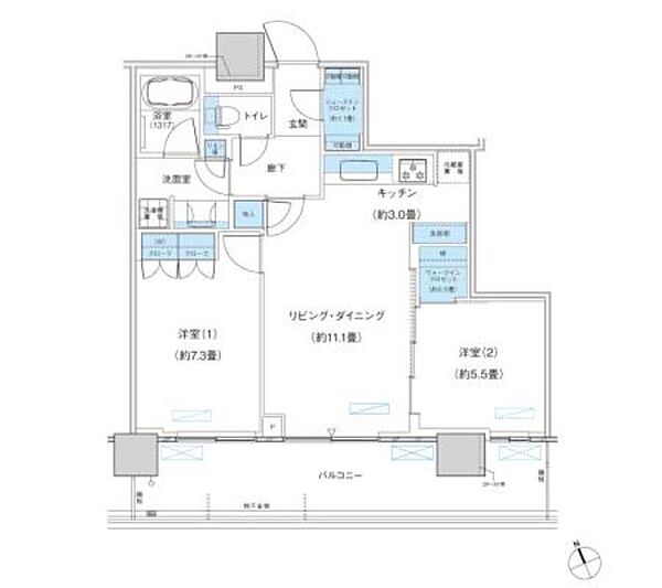 パークシティ柏の葉キャンパス　ザ・ゲートタワー　ウエスト 2712｜千葉県柏市若柴(賃貸マンション2LDK・27階・62.32㎡)の写真 その2