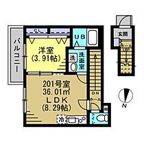 ＪＩ馬橋 201 ｜ 千葉県松戸市新作518-8（賃貸アパート1LDK・2階・36.01㎡） その2