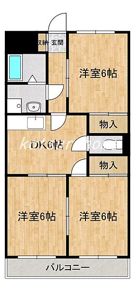 第2パークマンション西原 105｜千葉県柏市松ケ崎(賃貸マンション3DK・1階・53.00㎡)の写真 その2