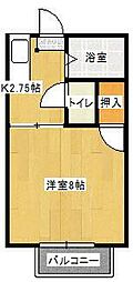山下ハイツA 1Kの間取図画像