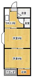 中川ハイツ 2DKの間取図画像