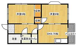 第2桐原ハイツ 2DKの間取図画像