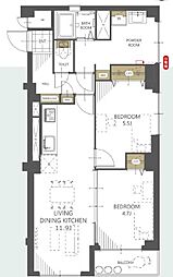 ニックハイム行徳第二（南行徳駅） 2LDKの間取り