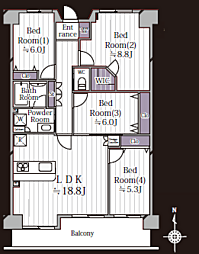 グラン津田沼ヒルズ 4LDKの間取図画像