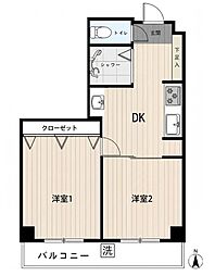 第2大塚コーポビアネーズ 2DKの間取図画像