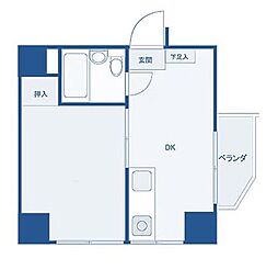 新宿オリンピックマンション 1DKの間取図画像