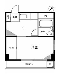 ニュービラ東中野 1Kの間取図画像