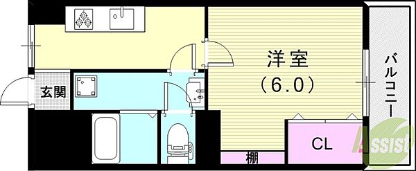 兵庫県西宮市二見町(賃貸マンション1K・5階・28.00㎡)の写真 その2