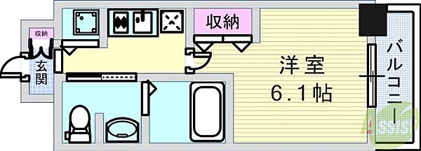 兵庫県西宮市深津町(賃貸マンション1K・2階・22.29㎡)の写真 その2