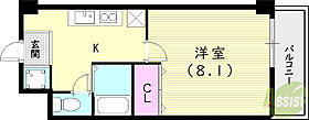 兵庫県西宮市甲東園1丁目5-24（賃貸アパート1K・7階・24.20㎡） その2