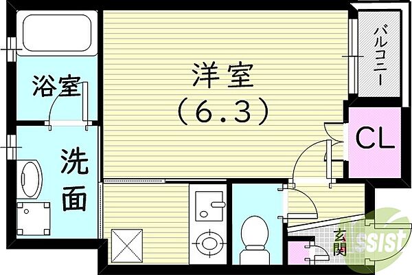 兵庫県西宮市大屋町(賃貸マンション1K・2階・22.32㎡)の写真 その2