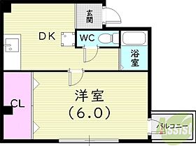 兵庫県西宮市社家町（賃貸アパート1DK・5階・26.08㎡） その2