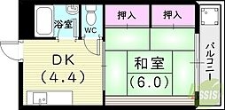 フタミハイツ 1DKの間取図画像